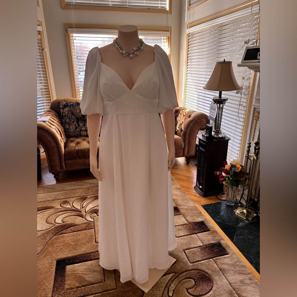 David's Bridal White Maxi Dress